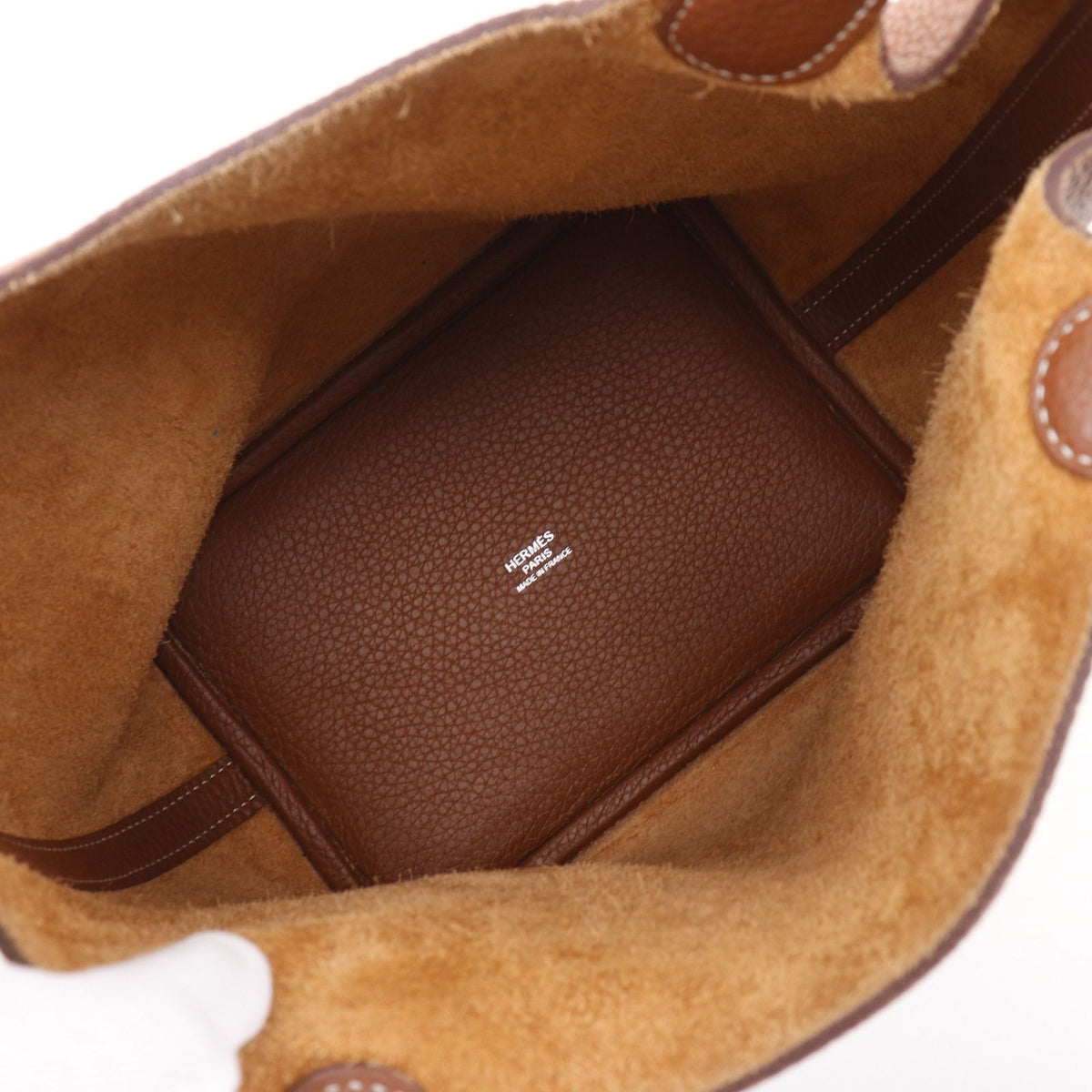 Hermes Picotin Lock 18 PM Taurillon Clemence Gold Brown Silver Handbag — view 6