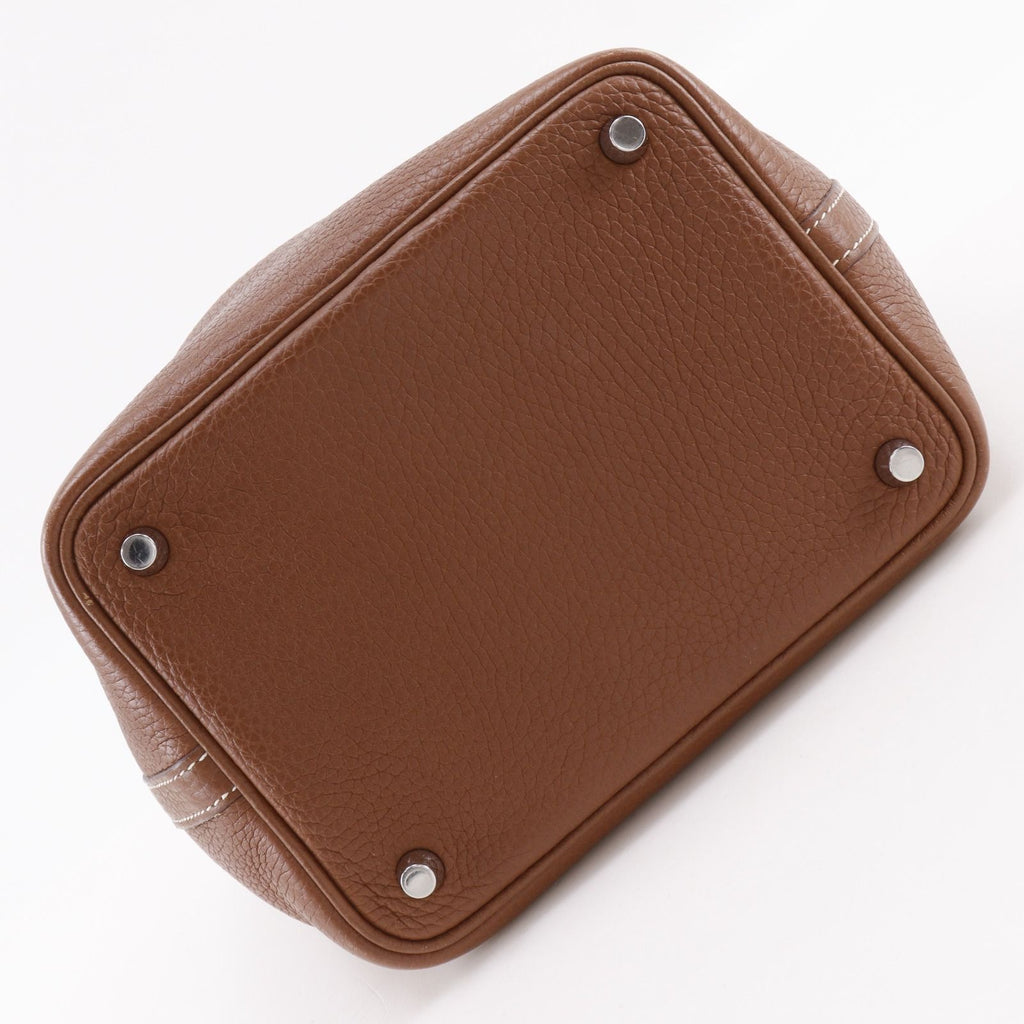 Hermes Picotin Lock 18 PM Taurillon Clemence Gold Brown Silver Handbag — view 7