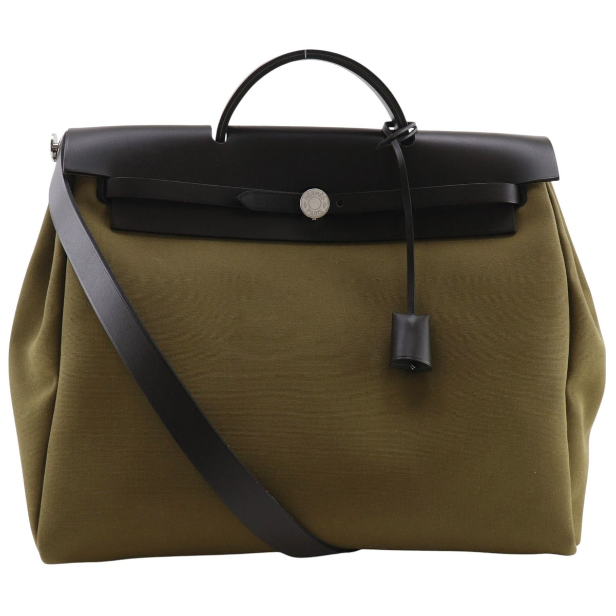 Hermes Herbag Zip MM 2-Way Shoulder Leather Toile Handbag