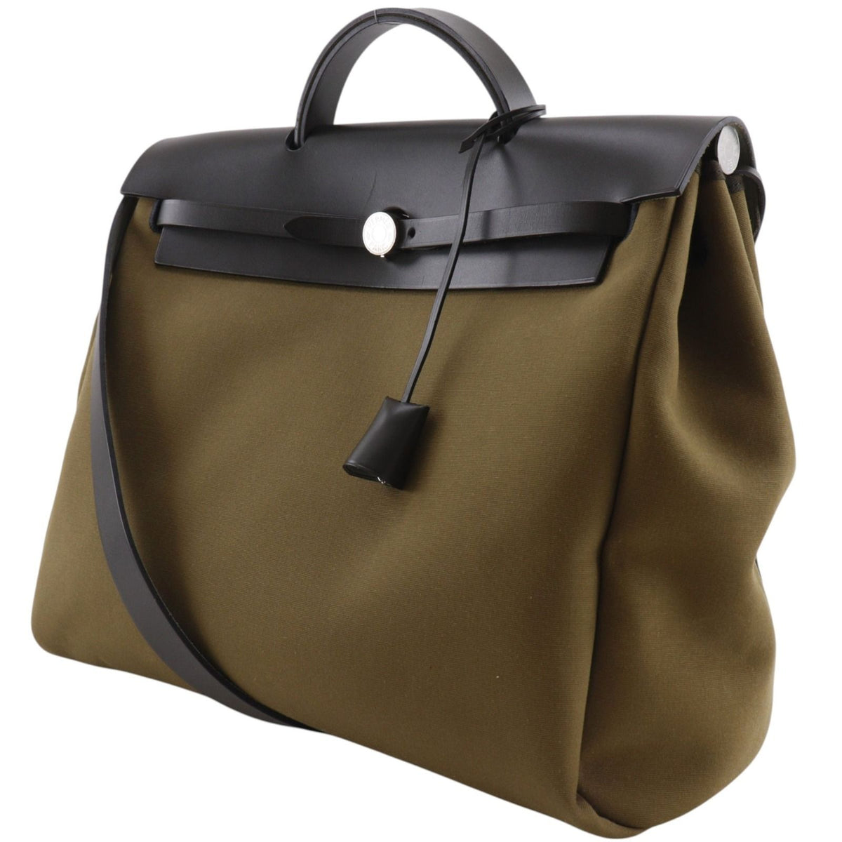 Hermes Herbag Zip MM 2-Way Shoulder Leather Toile Handbag — view 2