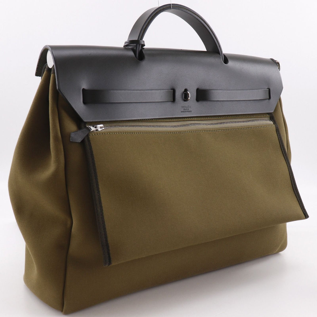 Hermes Herbag Zip MM 2-Way Shoulder Leather Toile Handbag — view 3