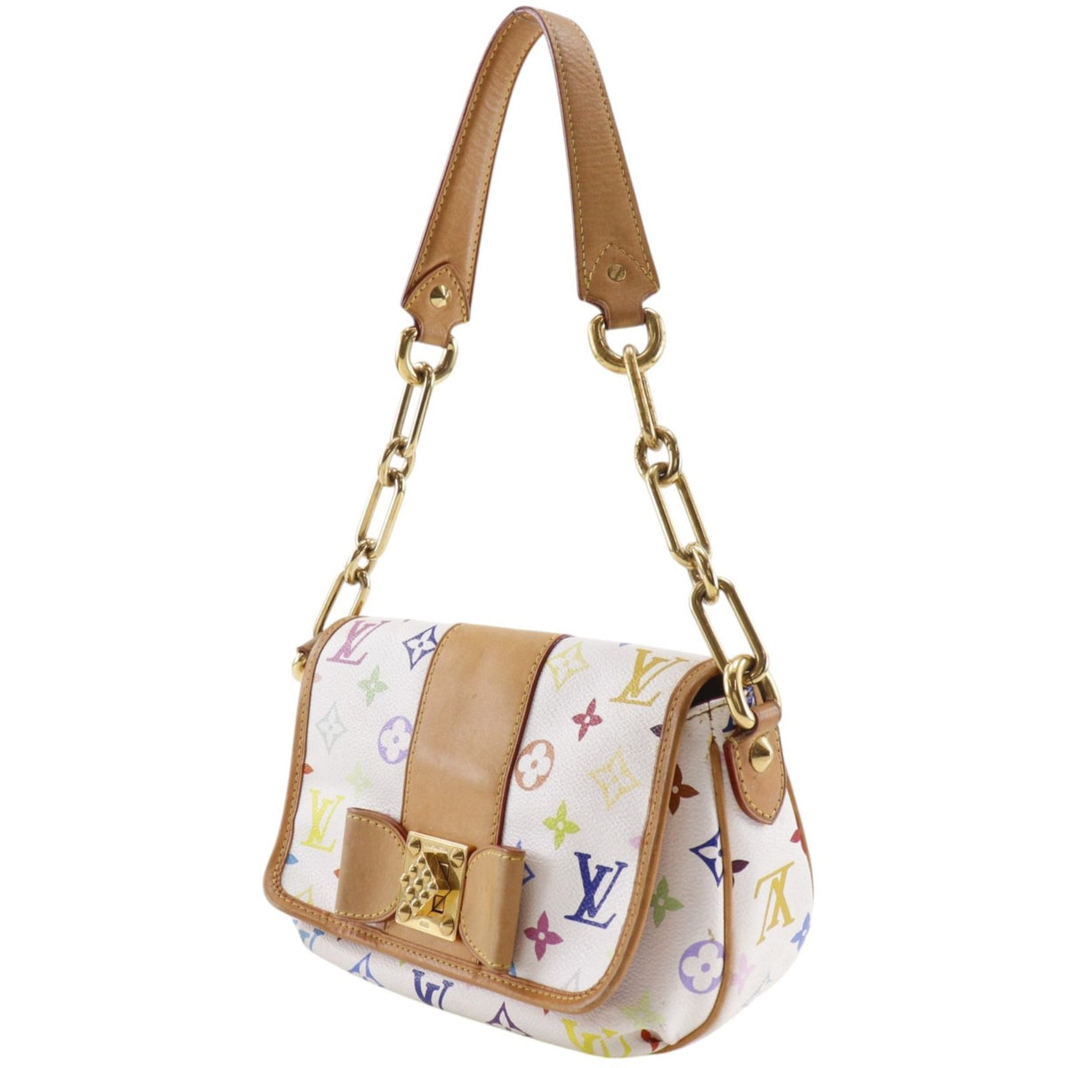 Louis Vuitton Patti Ribbon Monogram Multicolor Blanc White Shoulder Bag — view 2
