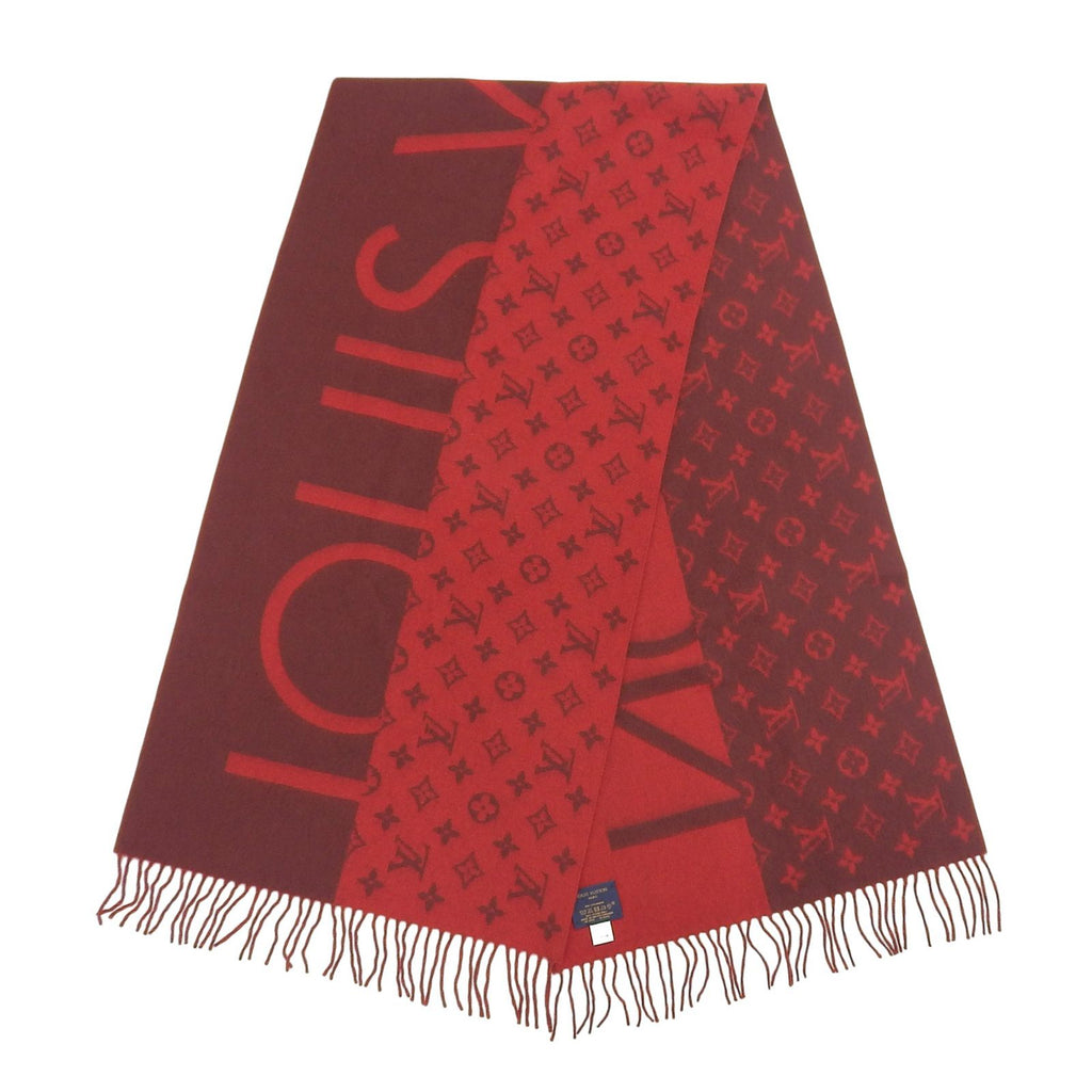 Louis Vuitton Echelpe Monogram Split Cashmere 100% Fringe Scarf Red — view 4