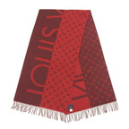 Louis Vuitton Echelpe Monogram Split Cashmere 100% Fringe Scarf Red — view 4