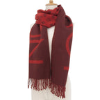 Louis Vuitton Echelpe Monogram Split Cashmere 100% Fringe Scarf Red — view 3