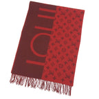 Louis Vuitton Echelpe Monogram Split Cashmere 100% Fringe Scarf Red