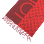 Louis Vuitton Echelpe Monogram Split Cashmere 100% Fringe Scarf Red — view 5