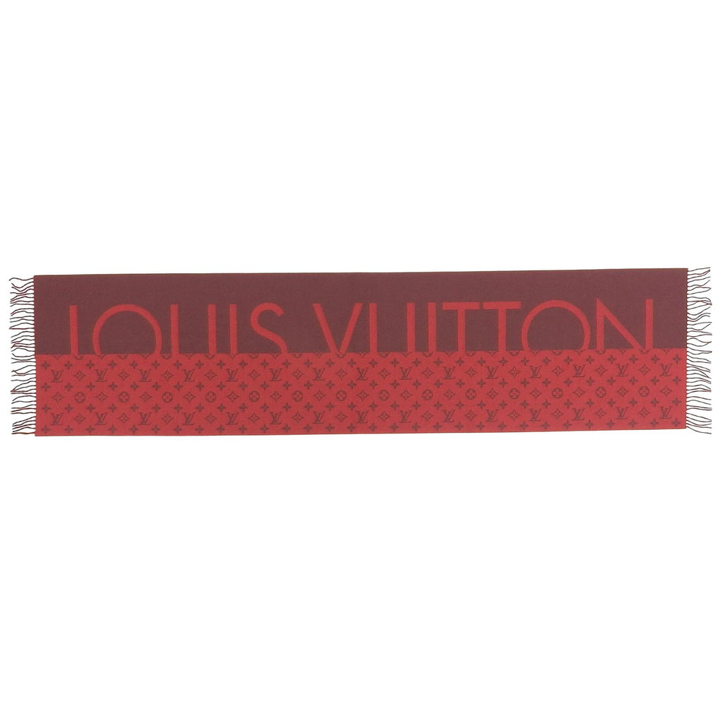 Louis Vuitton Echelpe Monogram Split Cashmere 100% Fringe Scarf Red — view 6