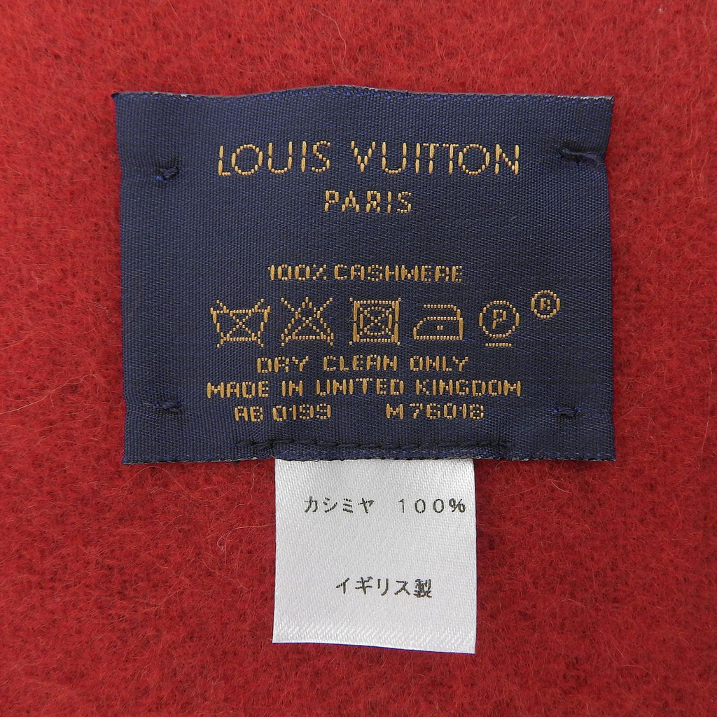 Louis Vuitton Echelpe Monogram Split Cashmere 100% Fringe Scarf Red — view 7