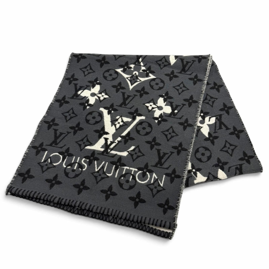 Louis Vuitton Echarpe All You Need Wool Silk Blend Monogram Scarf Gray