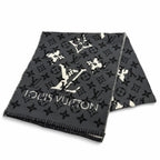 Louis Vuitton Echarpe All You Need Wool Silk Blend Monogram Scarf Gray