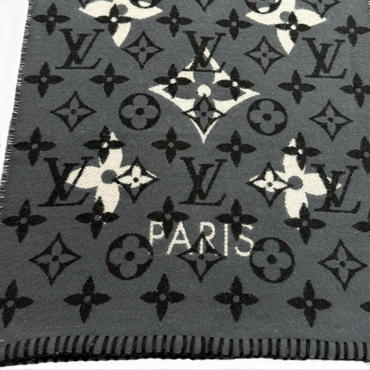 Louis Vuitton Echarpe All You Need Wool Silk Blend Monogram Scarf Gray — view 6