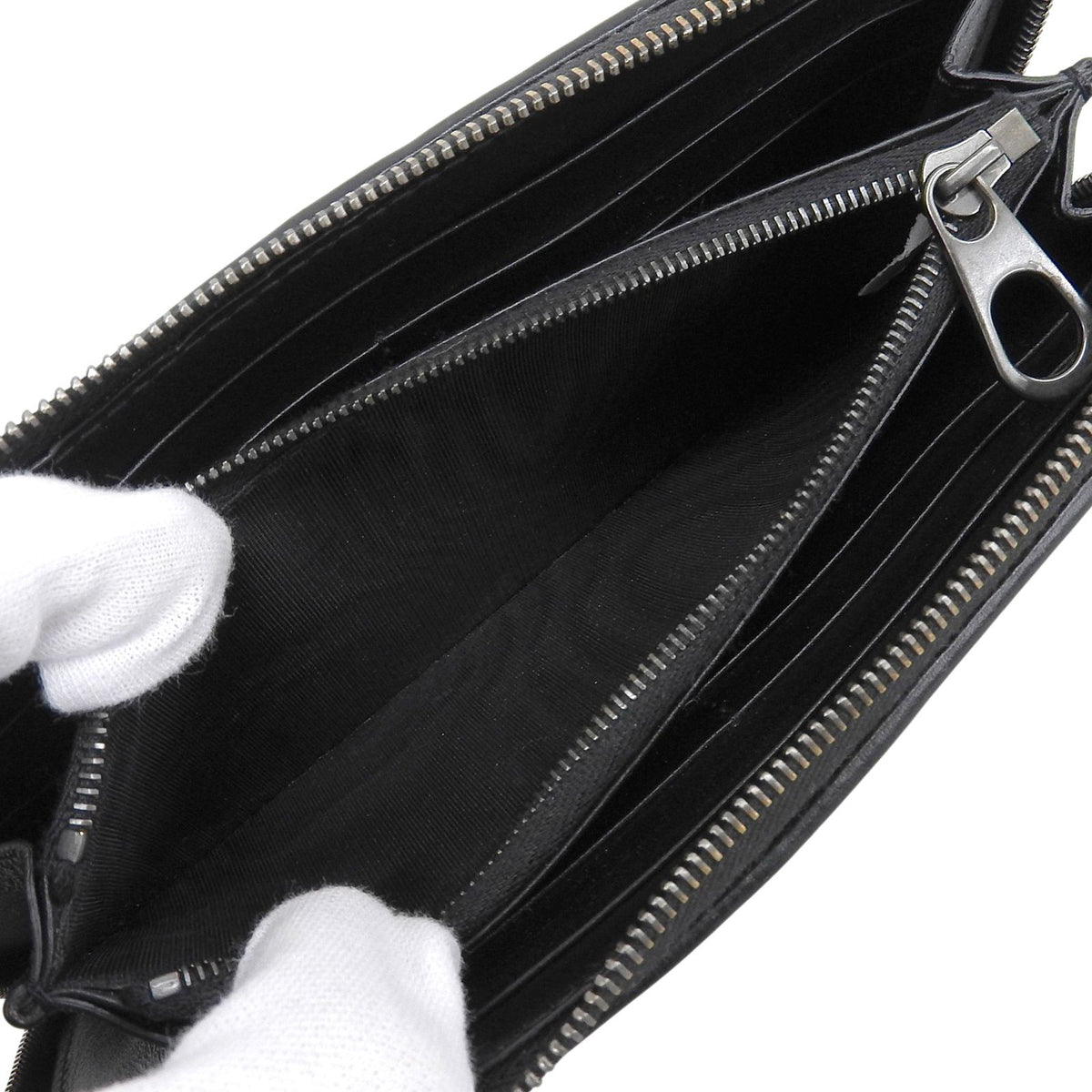 Bottega Veneta Intrecciato Round Zip Leather Wallet Navy Black — view 6