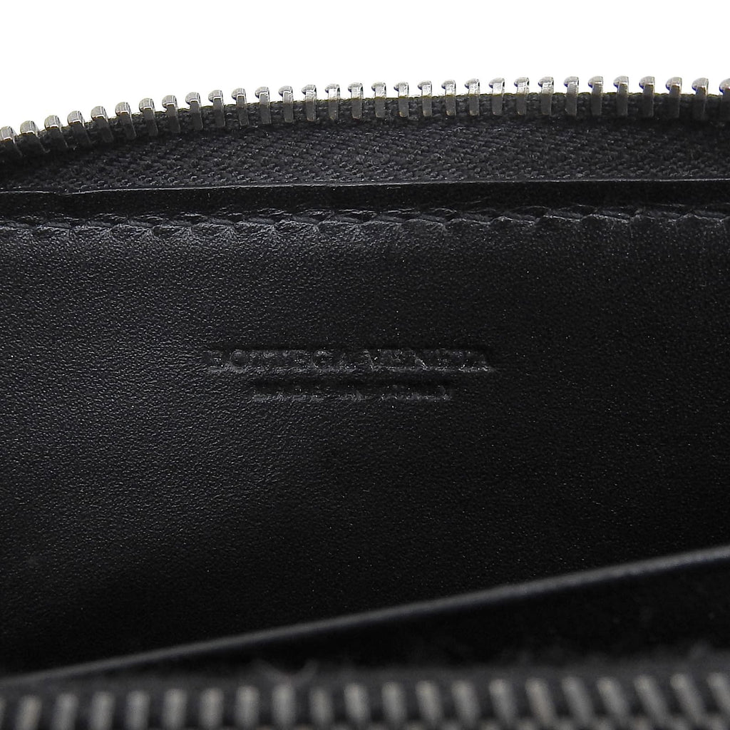 Bottega Veneta Intrecciato Round Zip Leather Wallet Navy Black — view 7