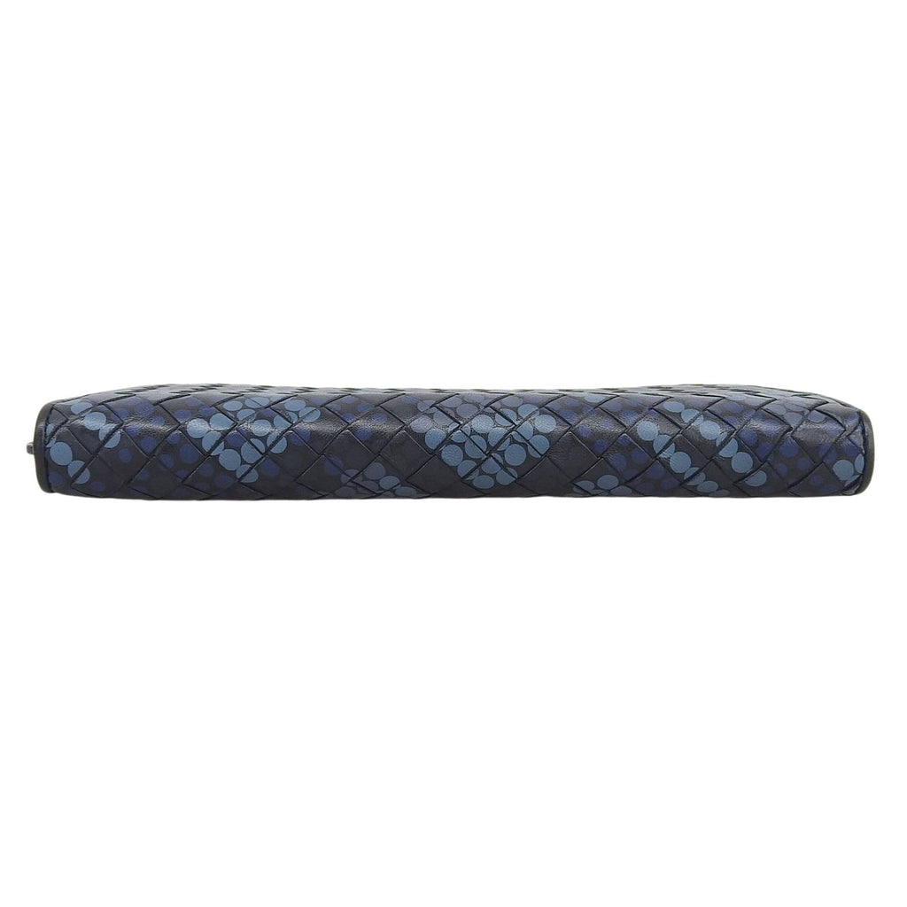 Bottega Veneta Intrecciato Round Zip Leather Wallet Navy Black — view 3