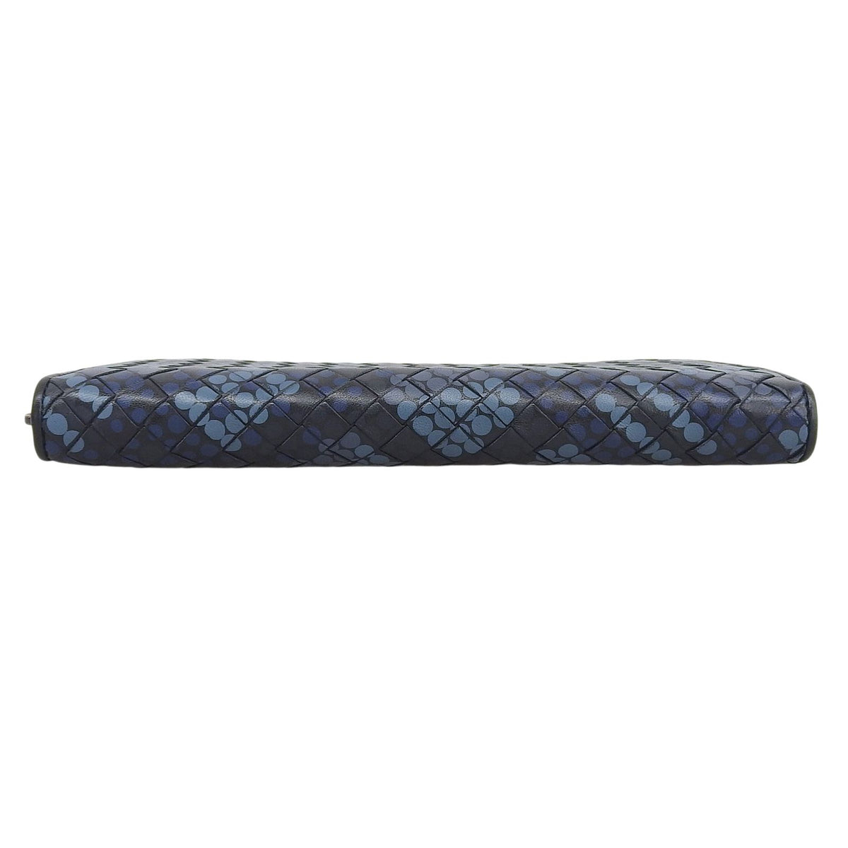 Bottega Veneta Intrecciato Round Zip Leather Wallet Navy Black — view 3