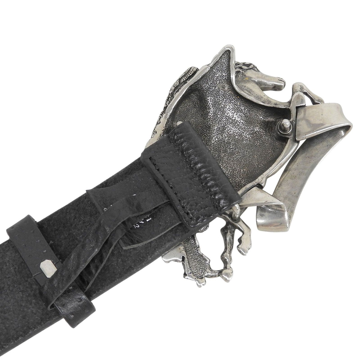 Gucci Pegasus Buckle Leather Belt Black Silver — view 5