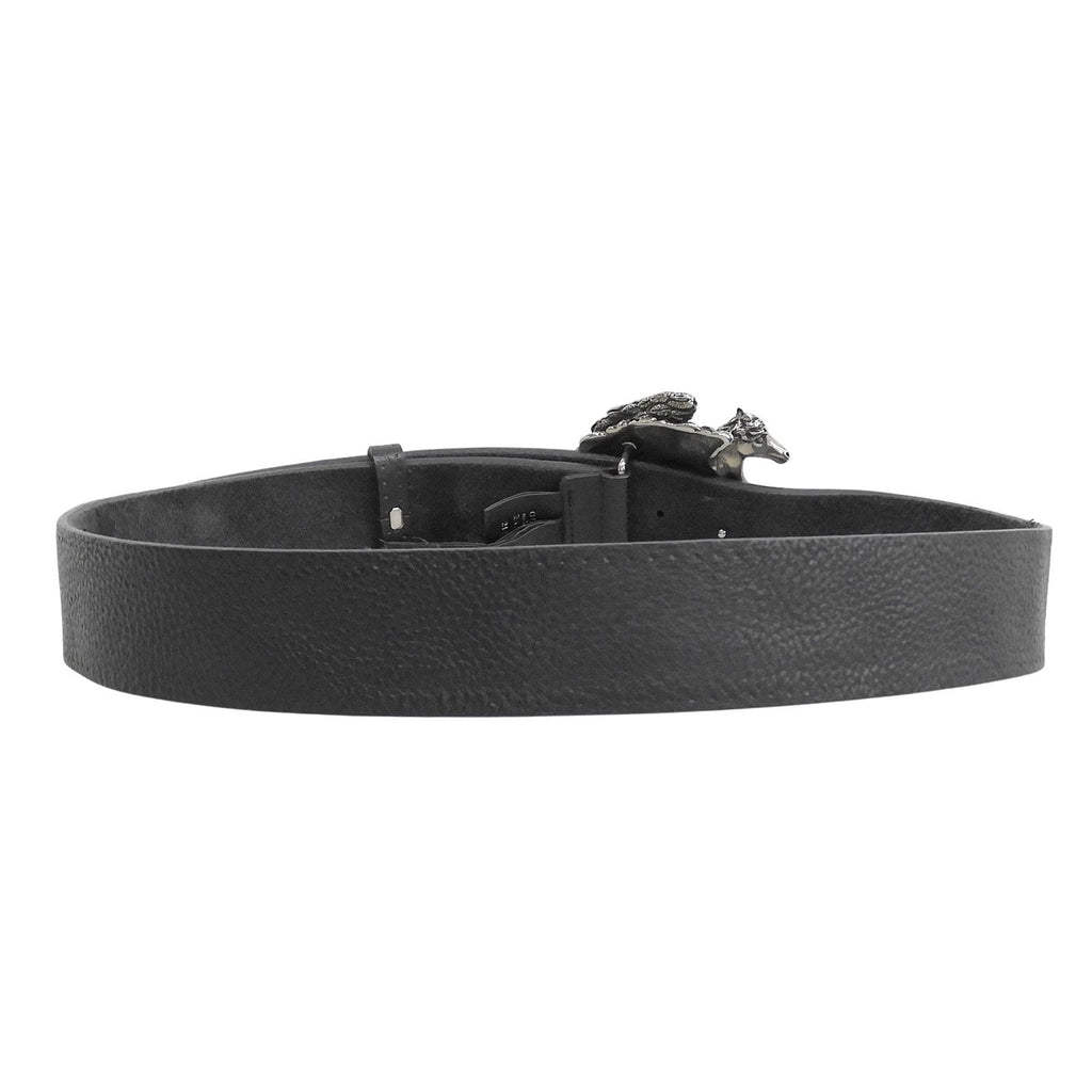 Gucci Pegasus Buckle Leather Belt Black Silver — view 3