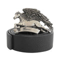 Gucci Pegasus Buckle Leather Belt Black Silver