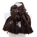 Louis Vuitton Logomania Scarf Shine Wool Silk Brown with Fringe — view 2