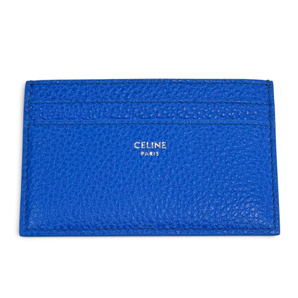 Celine Logo Leather Card Case Blue