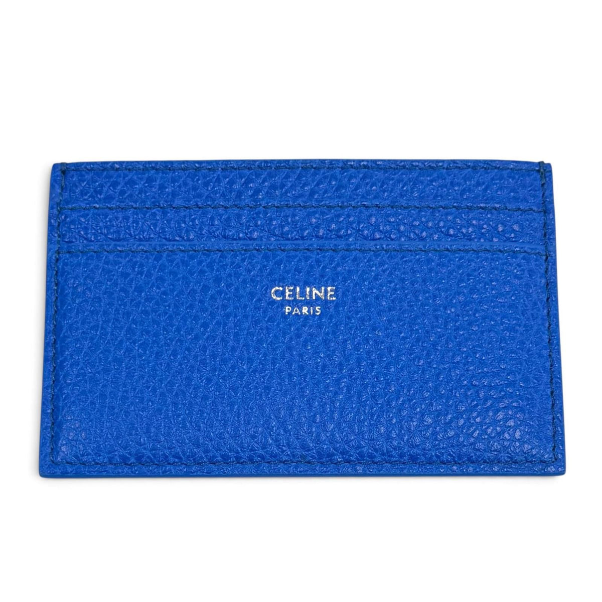 Celine Logo Leather Card Case Blue