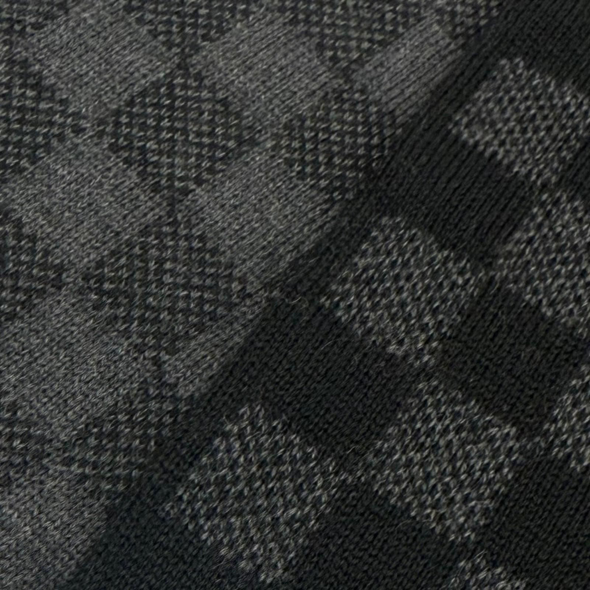 Louis Vuitton Echarpe Petit Damier Wool 100% Scarf Black Gray — view 4