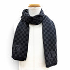 Louis Vuitton Echarpe Petit Damier Wool 100% Scarf Black Gray — view 2