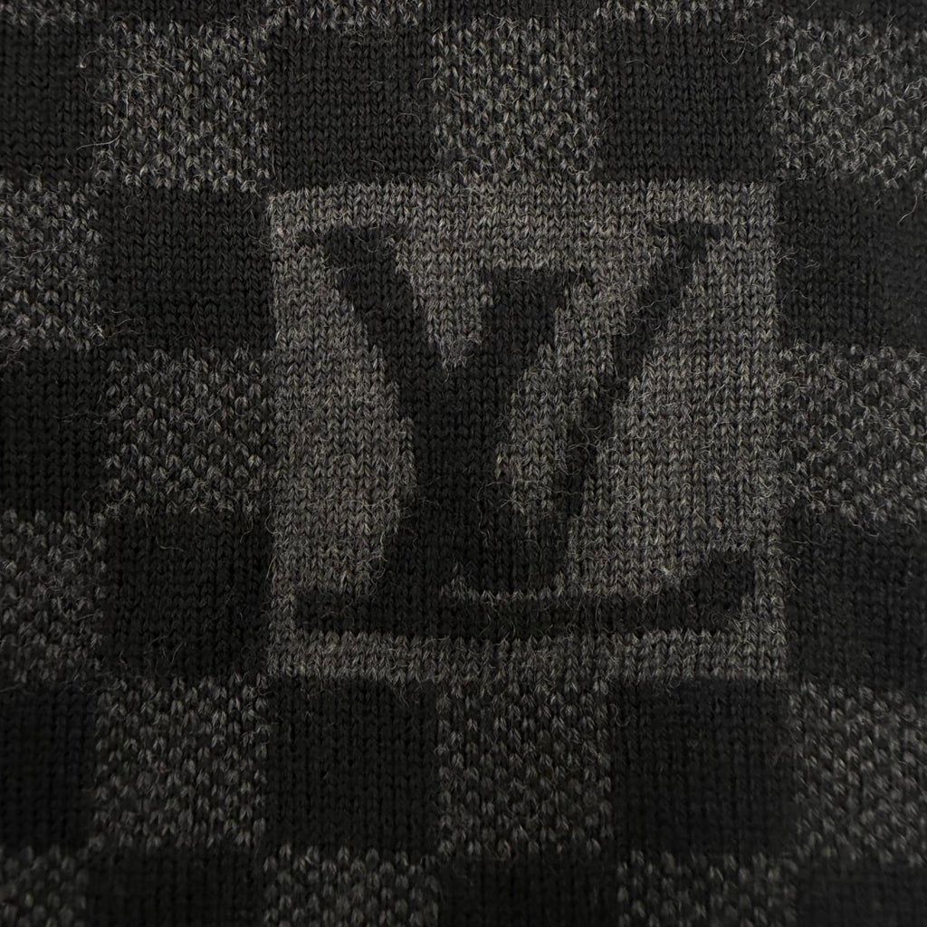 Louis Vuitton Echarpe Petit Damier Wool 100% Scarf Black Gray — view 5