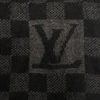 Louis Vuitton Echarpe Petit Damier Wool 100% Scarf Black Gray — view 5