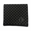Louis Vuitton Echarpe Petit Damier Wool 100% Scarf Black Gray