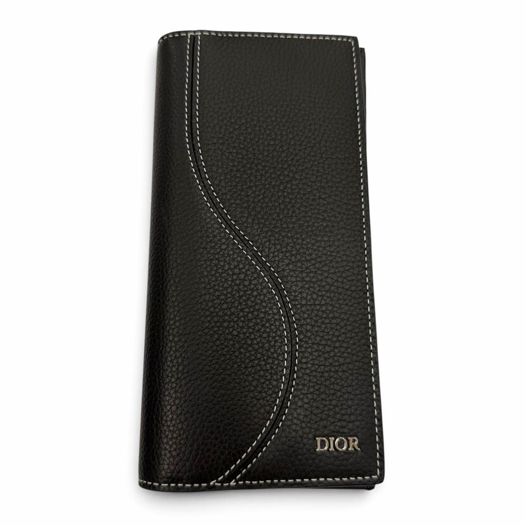 Dior Homme Saddle Leather Logo Wallet Bifold Black