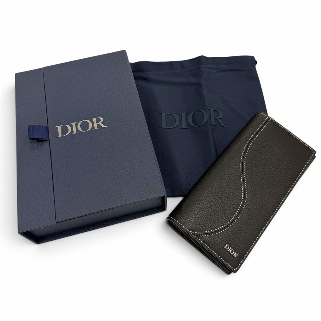 Dior Homme Saddle Leather Logo Wallet Bifold Black — view 2