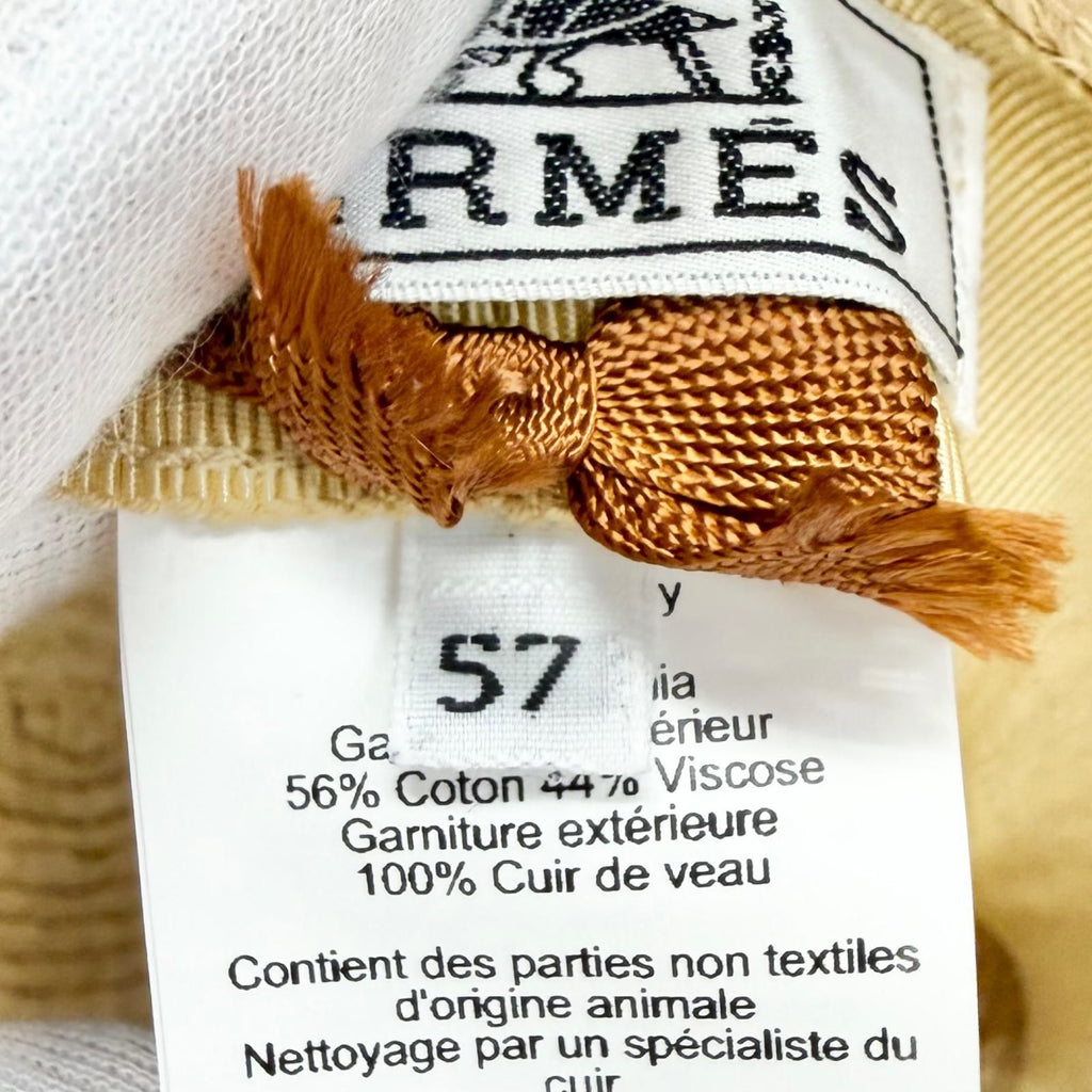 Hermes Chapeau Isola Raffia Leather Natural Gold Hat 57 — view 7