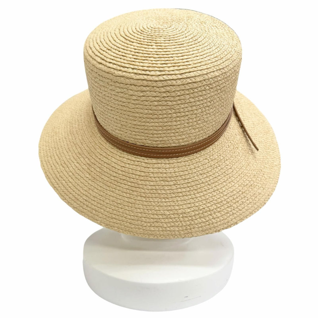Hermes Chapeau Isola Raffia Leather Natural Gold Hat 57 — view 4
