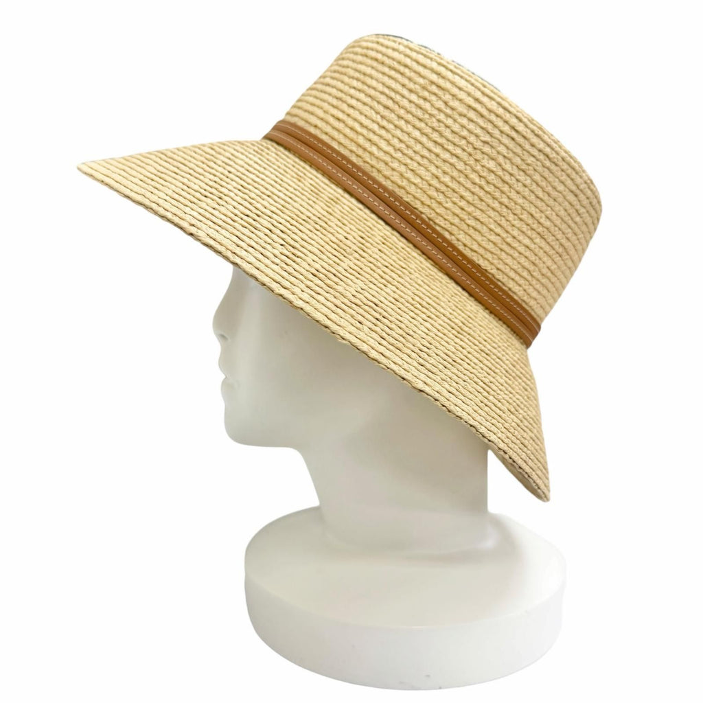 Hermes Chapeau Isola Raffia Leather Natural Gold Hat 57 — view 3