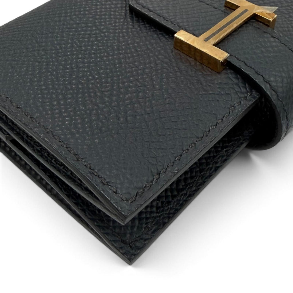 Hermes Bearn Mini Veau Epsom Blue Indigo Gold Bifold Wallet — view 7