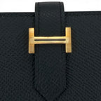 Hermes Bearn Mini Veau Epsom Blue Indigo Gold Bifold Wallet — view 8