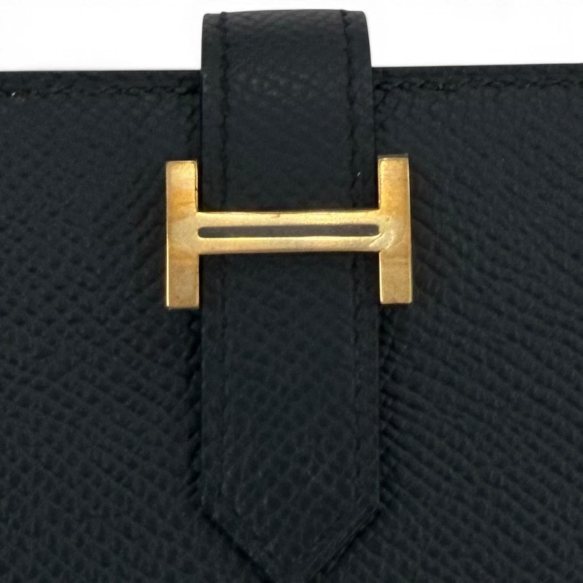 Hermes Bearn Mini Veau Epsom Blue Indigo Gold Bifold Wallet — view 8