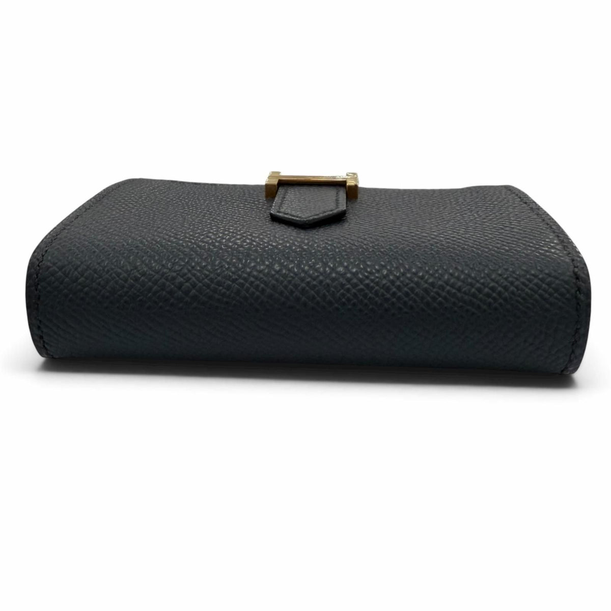 Hermes Bearn Mini Veau Epsom Blue Indigo Gold Bifold Wallet — view 4