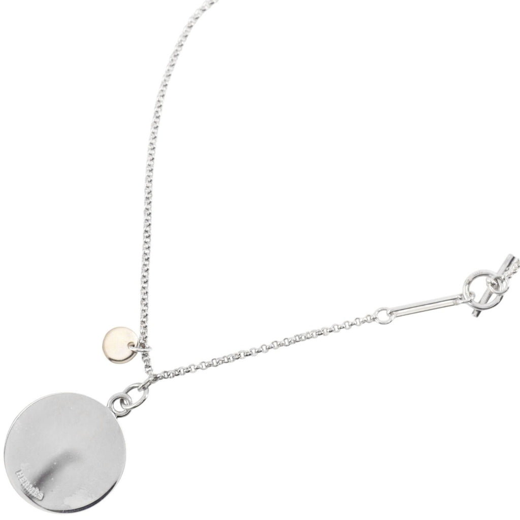 Hermes Ex-Libris MM 925 Sterling Silver 18k Yellow Gold Necklace — view 3