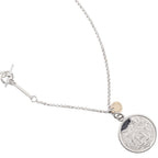 Hermes Ex-Libris MM 925 Sterling Silver 18k Yellow Gold Necklace