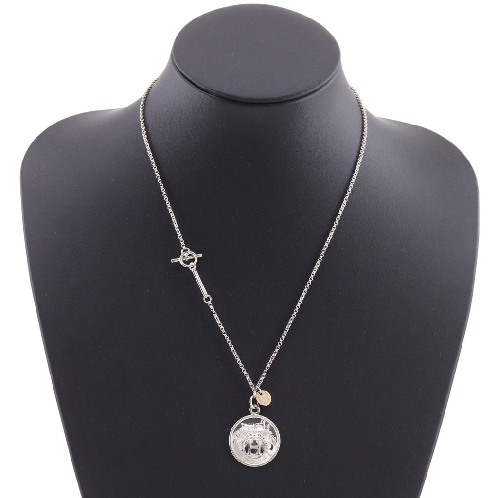 Hermes Ex-Libris MM 925 Sterling Silver 18k Yellow Gold Necklace — view 2