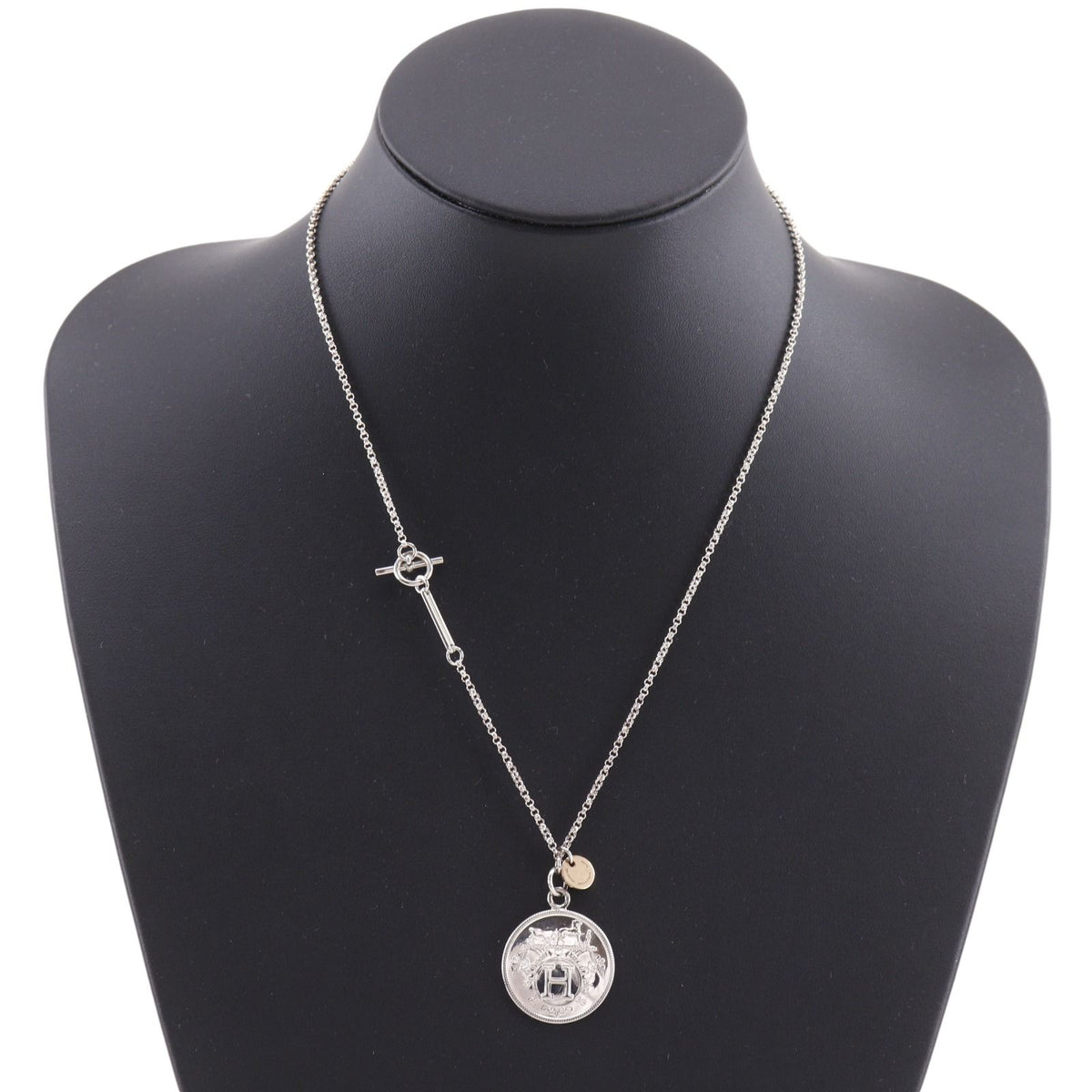 Hermes Ex-Libris MM 925 Sterling Silver 18k Yellow Gold Necklace — view 2