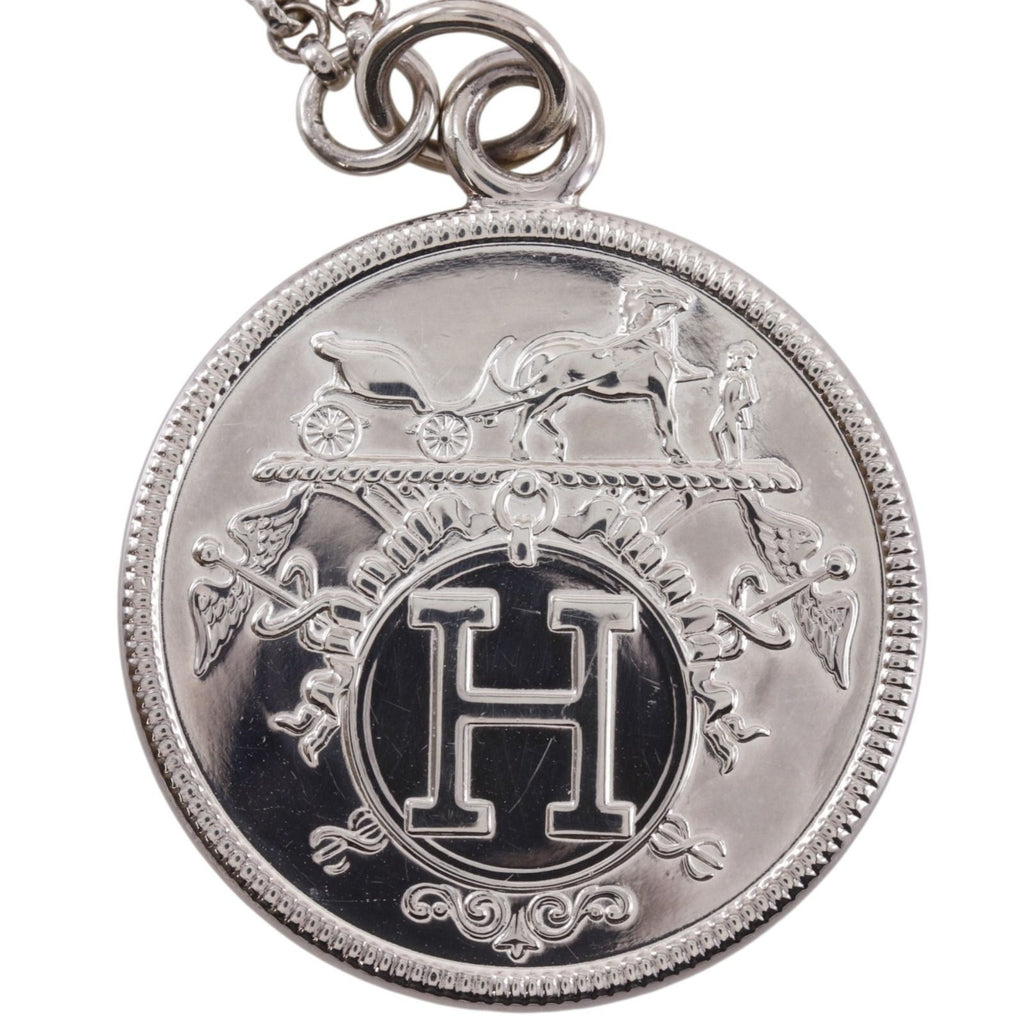Hermes Ex-Libris MM 925 Sterling Silver 18k Yellow Gold Necklace — view 7