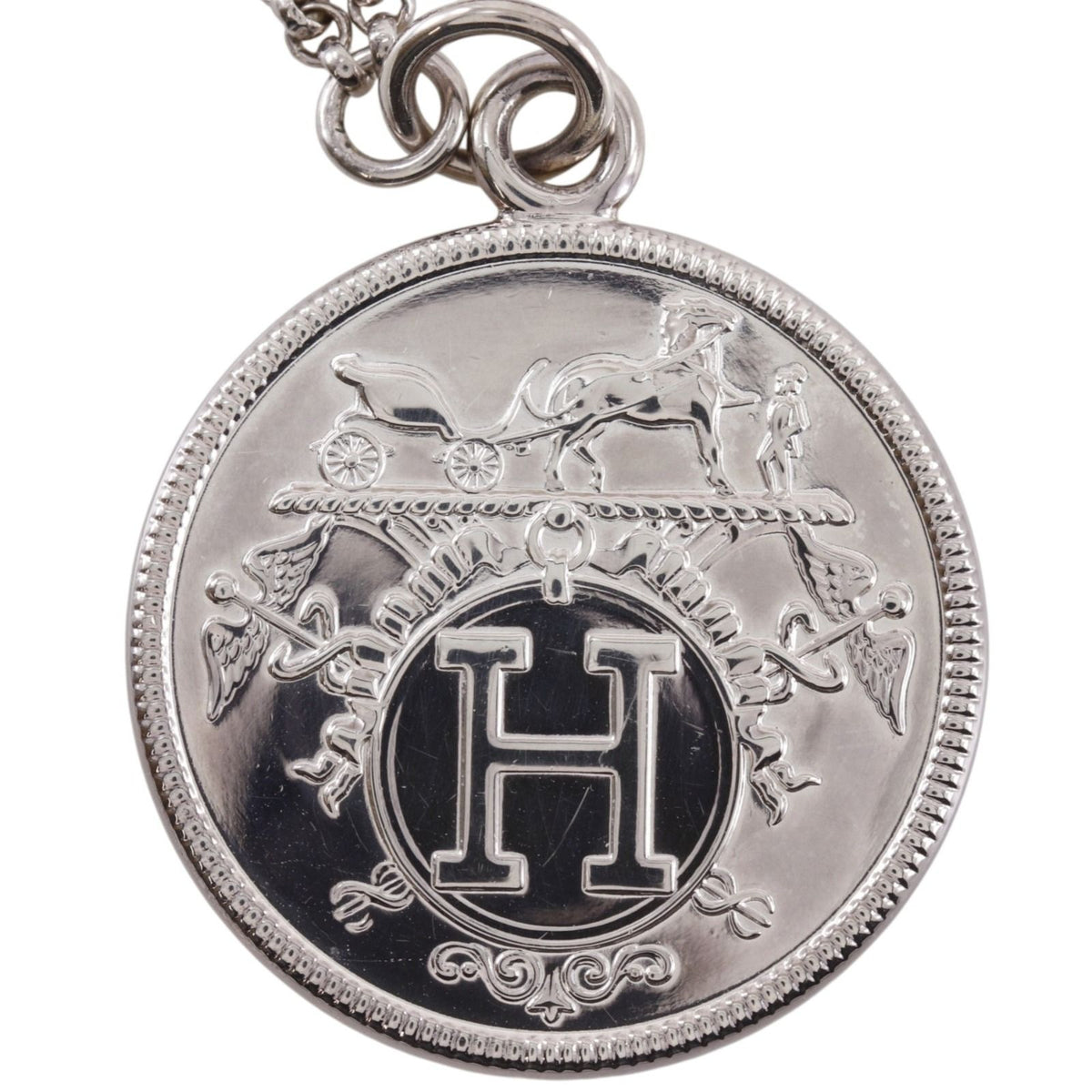 Hermes Ex-Libris MM 925 Sterling Silver 18k Yellow Gold Necklace — view 7