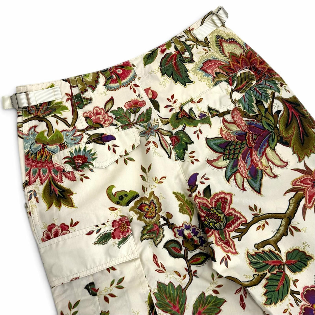 Dior Silk Blend Logo Belt Buckle Floral Print Military Pants 42 — view 4