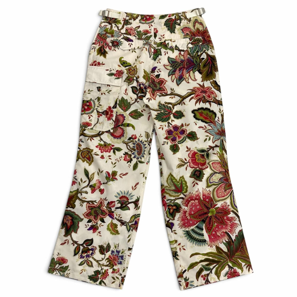 Dior Silk Blend Logo Belt Buckle Floral Print Military Pants 42 — view 2