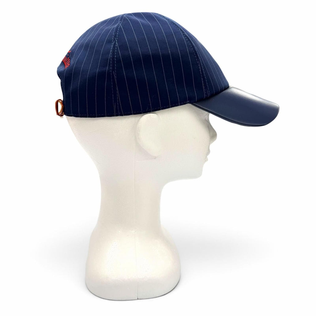 Louis Vuitton LV Varsity Leather Striped Hat Baseball Cap Navy — view 4
