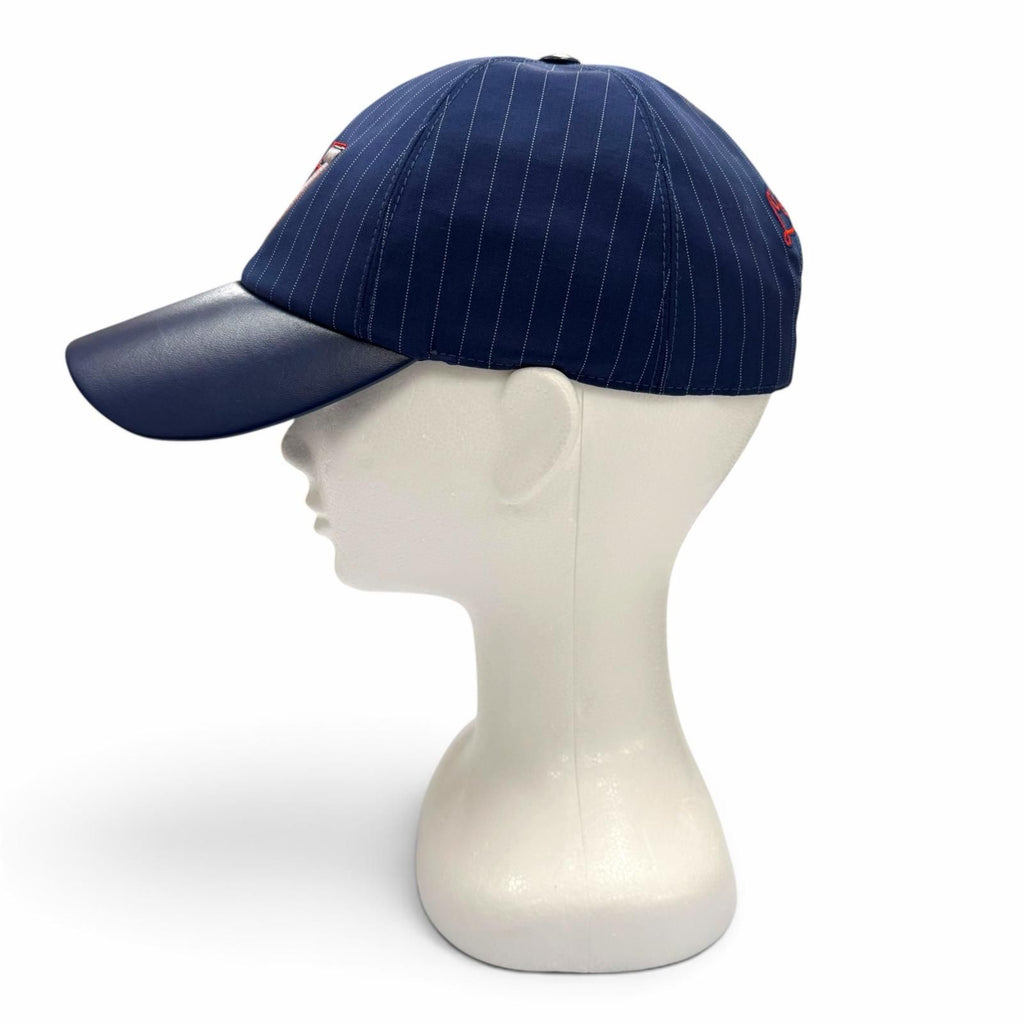 Louis Vuitton LV Varsity Leather Striped Hat Baseball Cap Navy — view 2